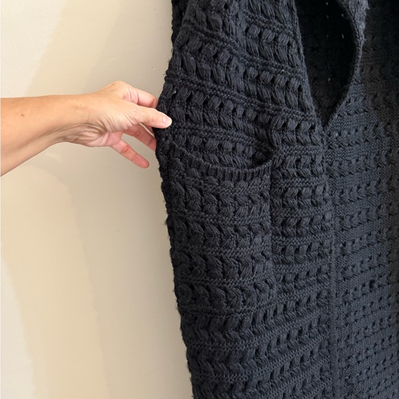 Zara Long Textured knit Coat With Wide Lapel Collar/Sleeves medium - Picture 14 of 16